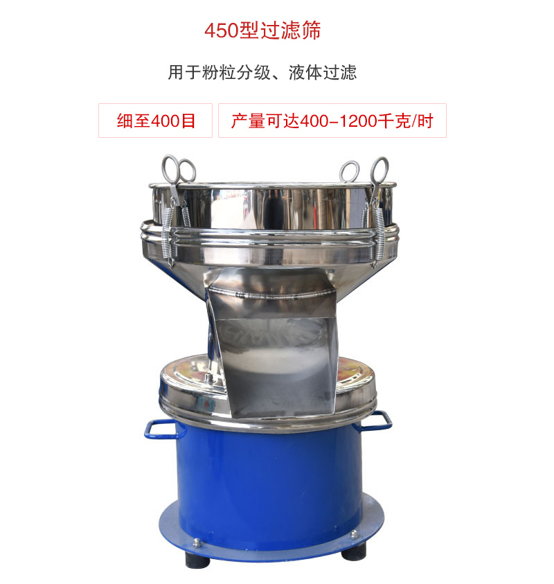 450型過濾篩用于粉粒分級(jí)、液體過濾